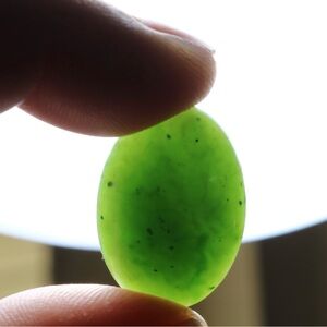 Jewelry making genuine Canadian green jade no hole oval loose gemstone